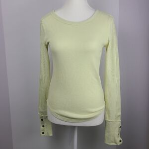 We the Free yellow waffle knit crewneck thermal long sleeve Shirt, XS (PTP 15")